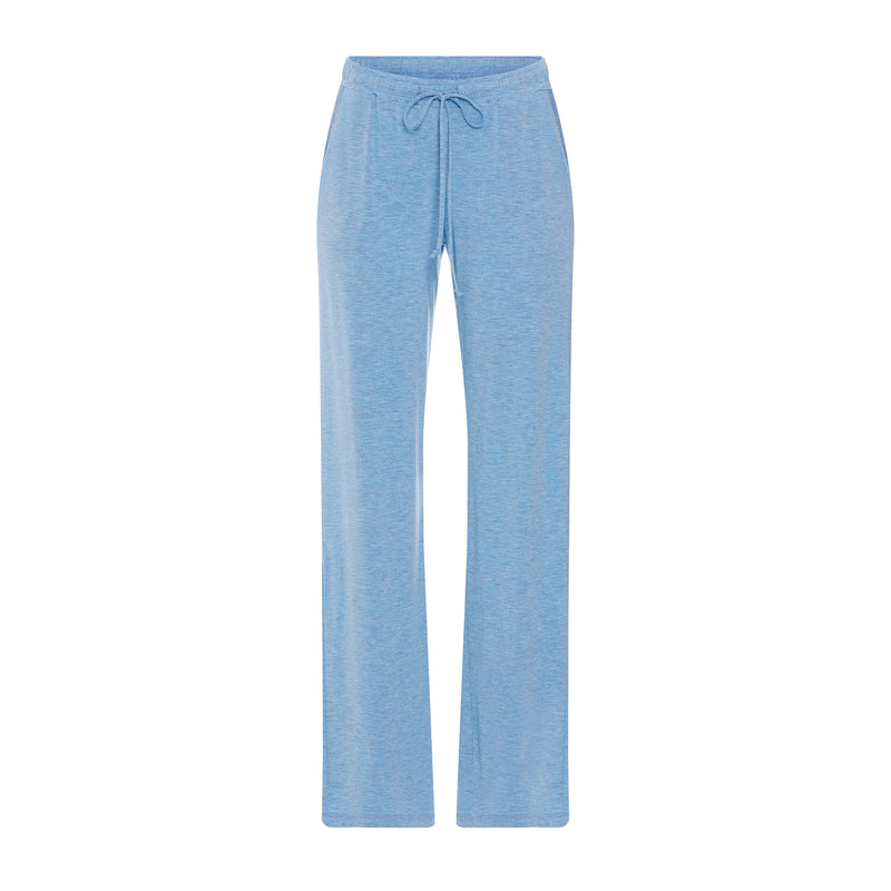 Light blue heathered lounge pants with a drawstring waistband, shown flat against a solid white background.