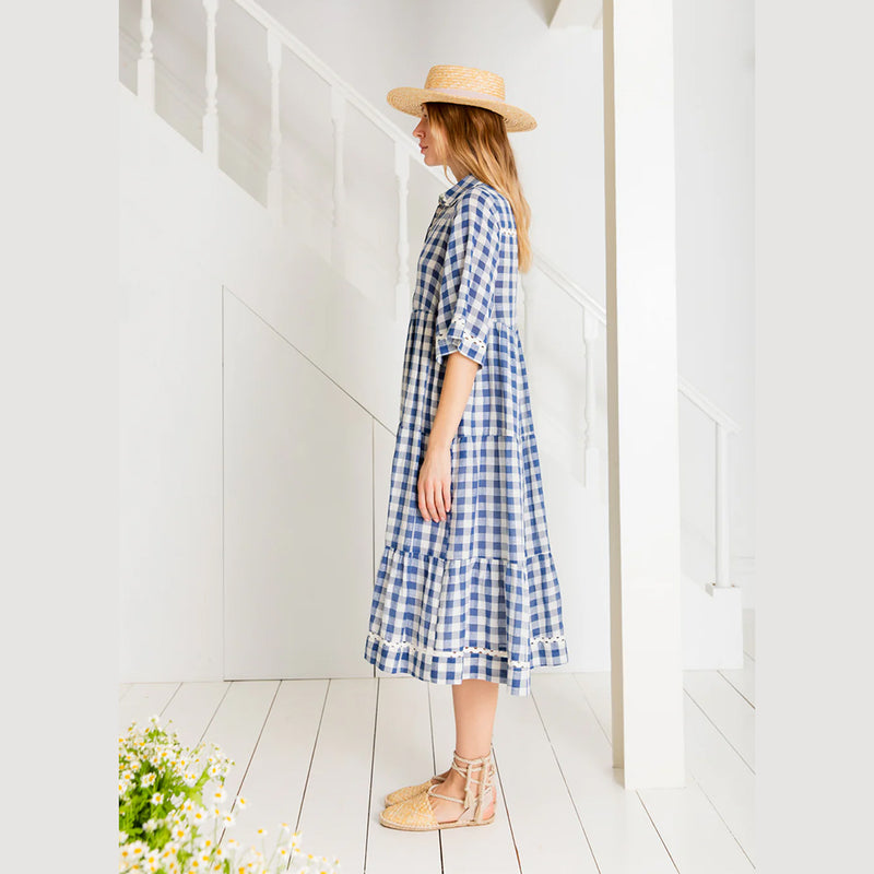 bonte midi blue dress