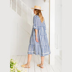 bonte midi dres with ric rac