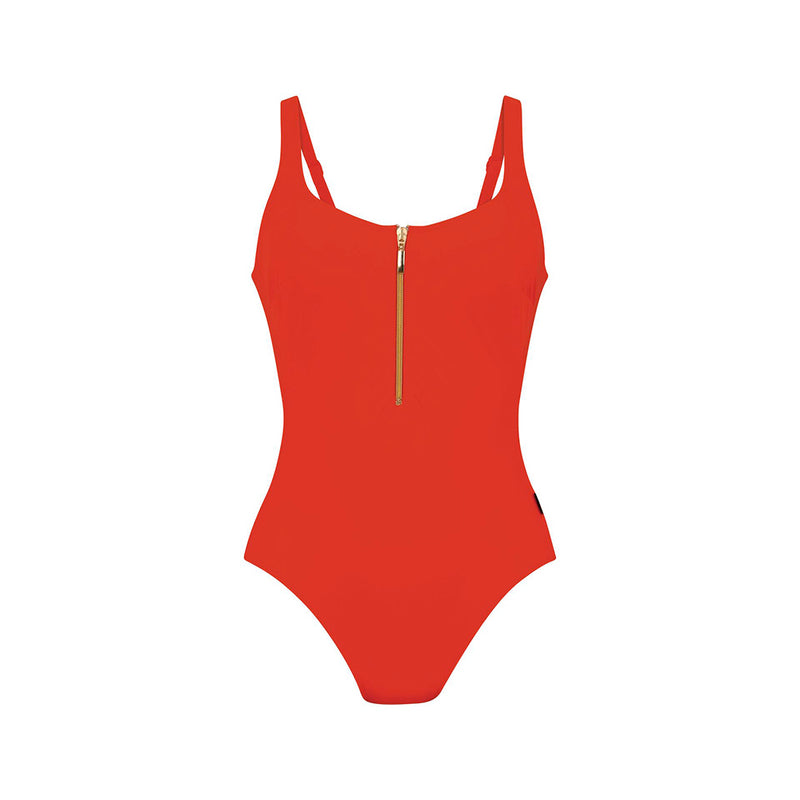 red swimsuit