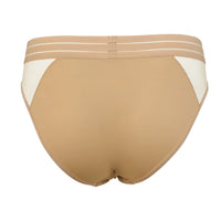 beige brief back with white accents on a white background