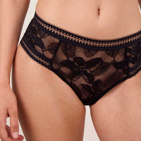 black lace underwear on a neutral background