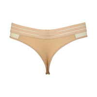 beige thong with striped waistband on a white background