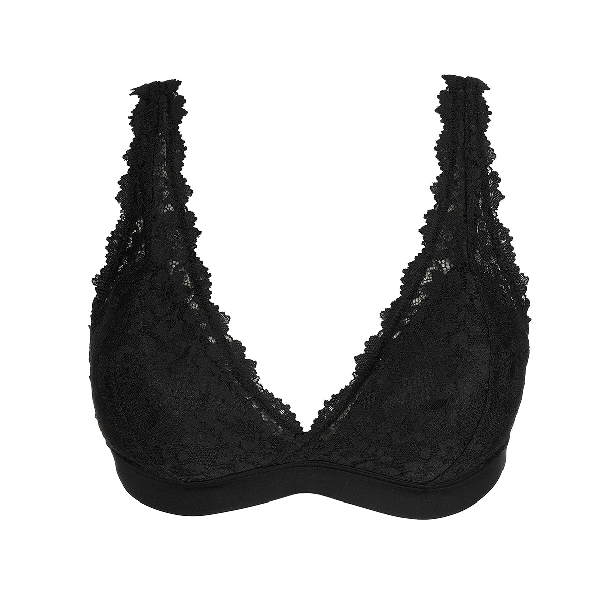 black lace bra on a white background