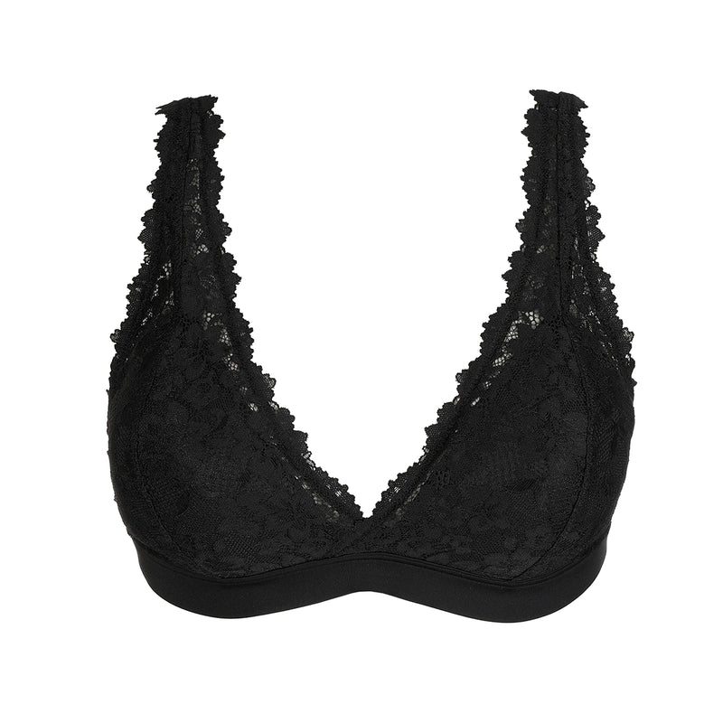 black lace bra on a white background