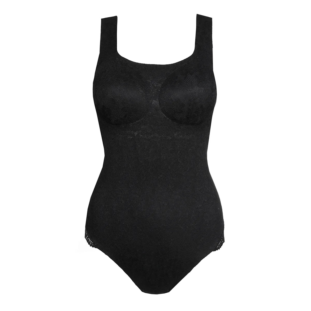 Black bodysuit on a white background.