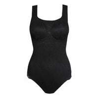 Black bodysuit on a white background.