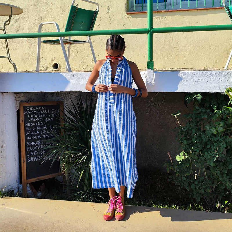 dr bloom blue stripe dress