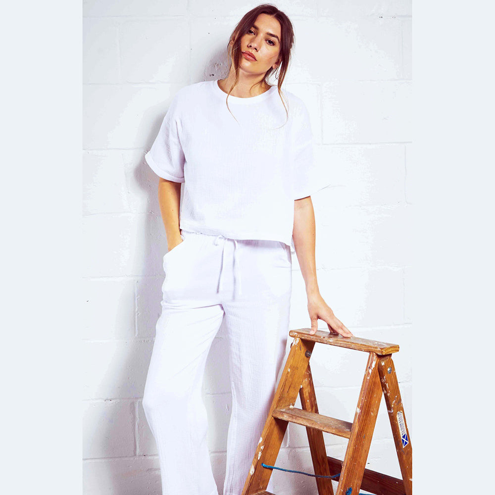 white cotton real loungewear