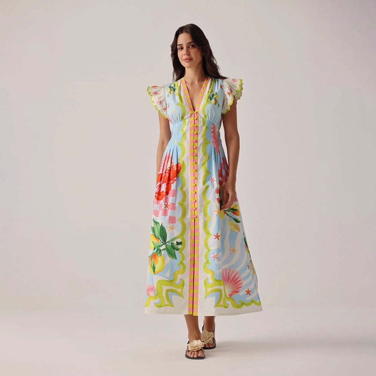 long summer dress with placement print