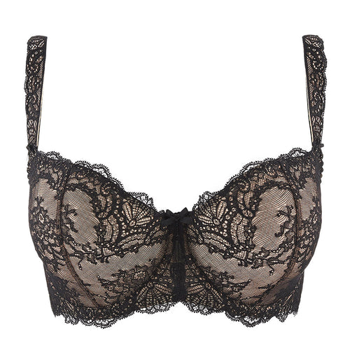 black lace bra on a white background