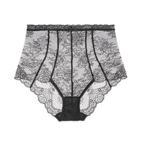 black lace underwear on a white background