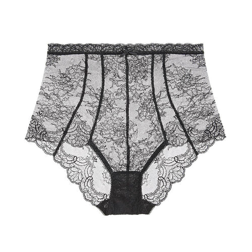 black lace underwear on a white background