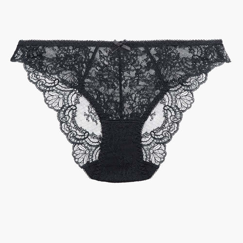 black lace underwear on a white background