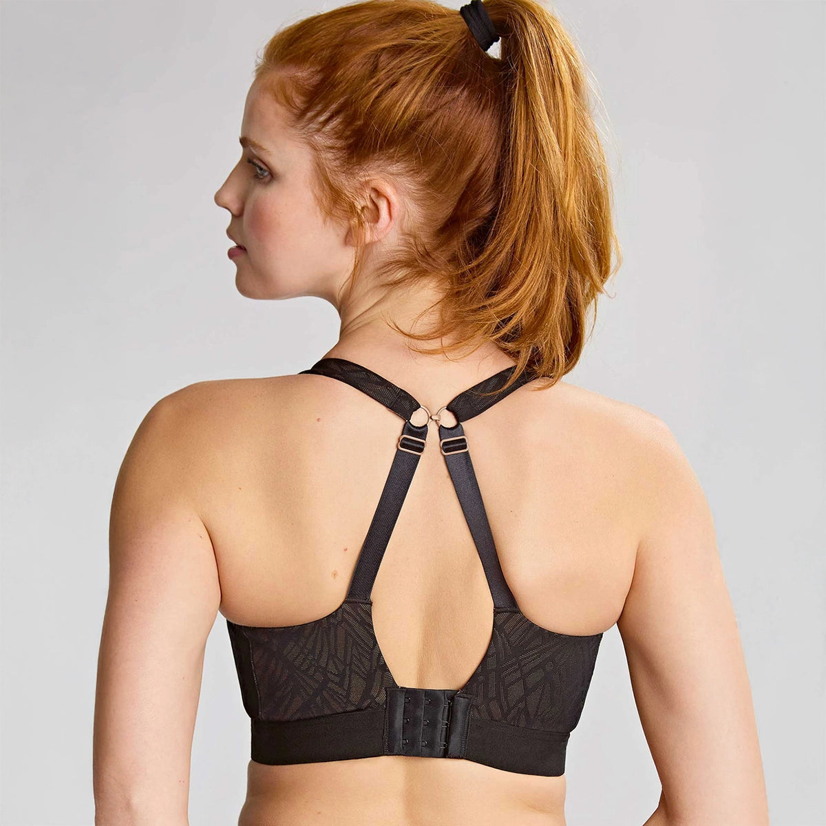 panache black sports bra cross back