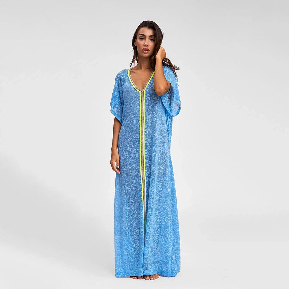 pitusa inca abaya in blue on model