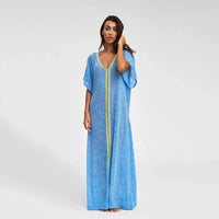 pitusa inca abaya in blue on model