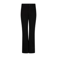 Black flare jeans shown against a white background.