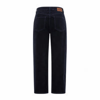 Navy Cord trousers shown from the back laid flat on a white background.