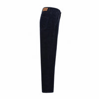 Navy Cord trousers shown from the side against a white background.