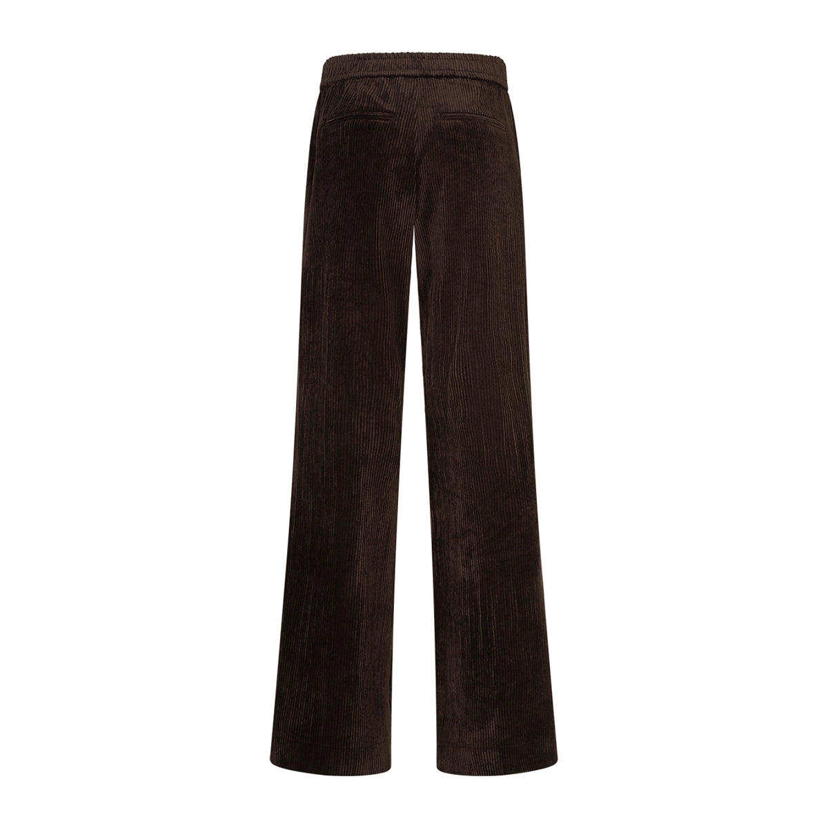 Dark brown wide-leg corduroy trousers shown from the back on a plain white background.