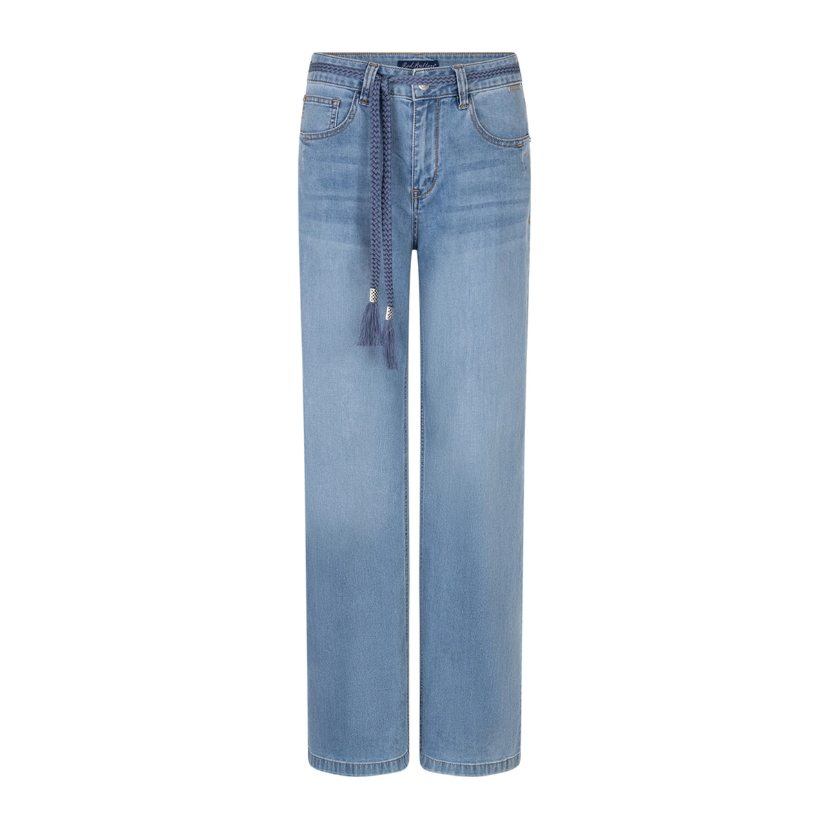 red button jeans with belt