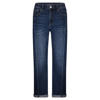 red button barel shape jeans