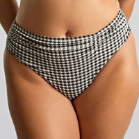 Midi Black Gingham Gathered Bikini Bottom
