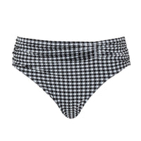 black and white print bikini bottom on a white background