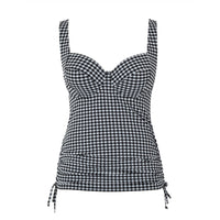 black and white gingham tankini on a white background
