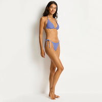 sea level blue geo print tie side bikini top and bottom