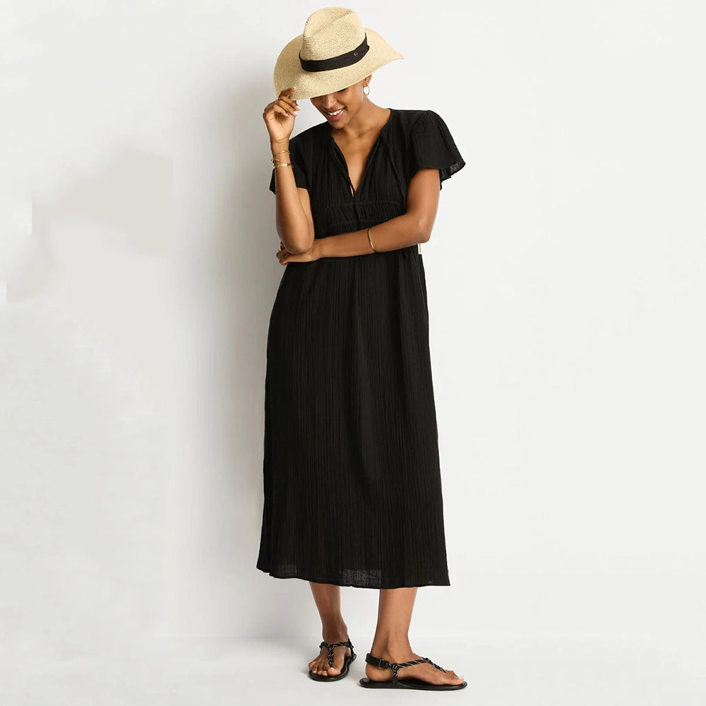 sea level sundown black maxi dress on model