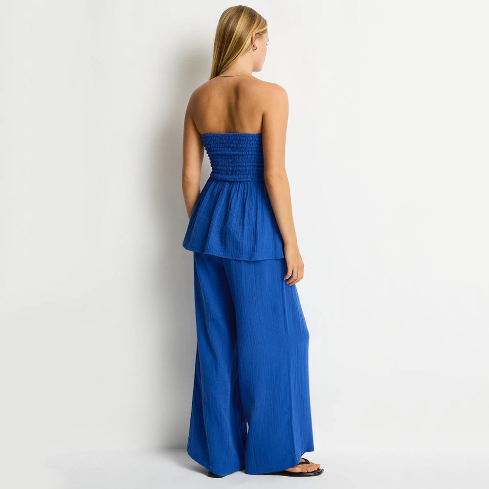 Sunset Amalfi Blue Shirted Bandeau Top
