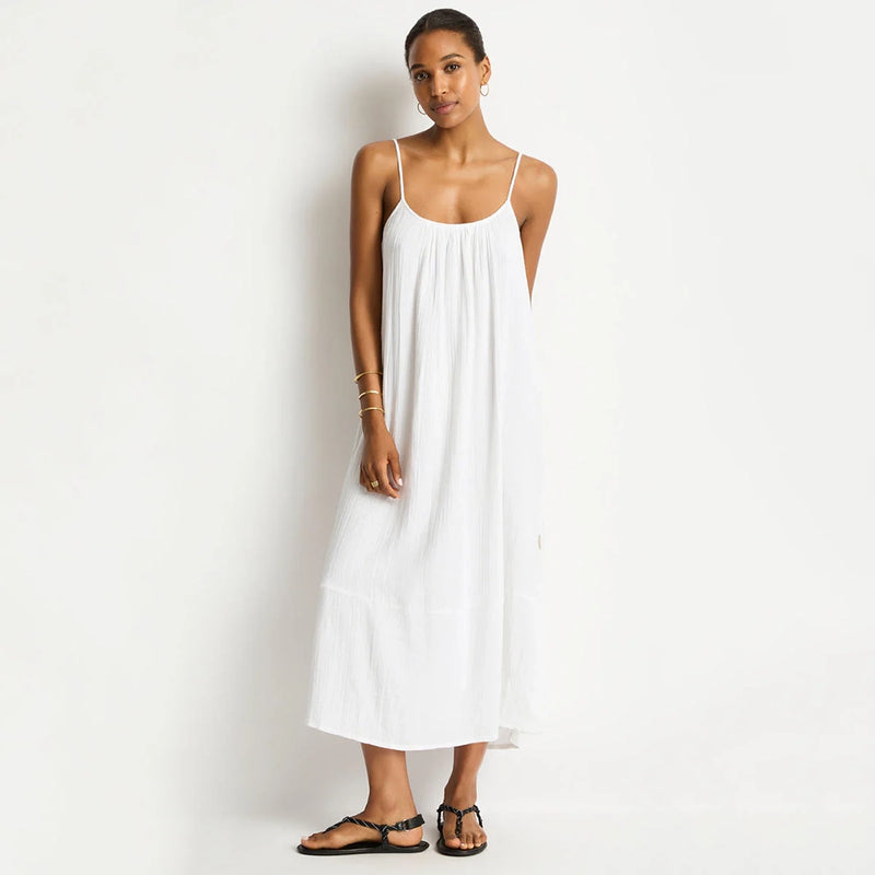 sea level white tie back sundress
