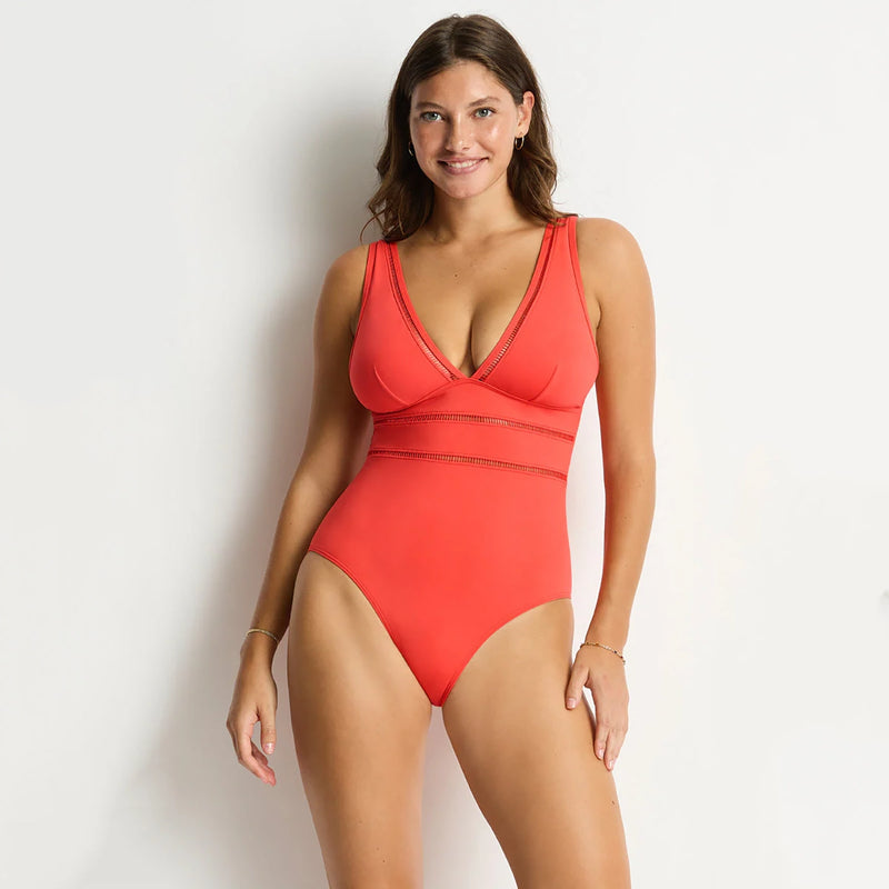 sea level swimsuit on model