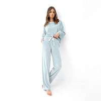 Cosima Sky Blue Plush Pyjama Set