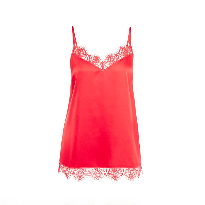 simone perele red lace cami top