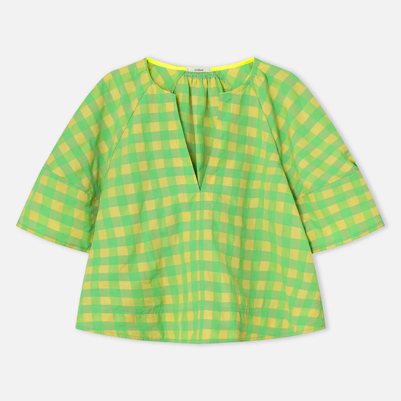 dr bloom yellow check t shirt