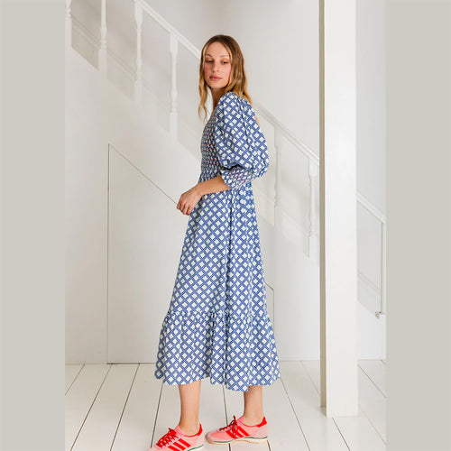 bonte long blue dress side