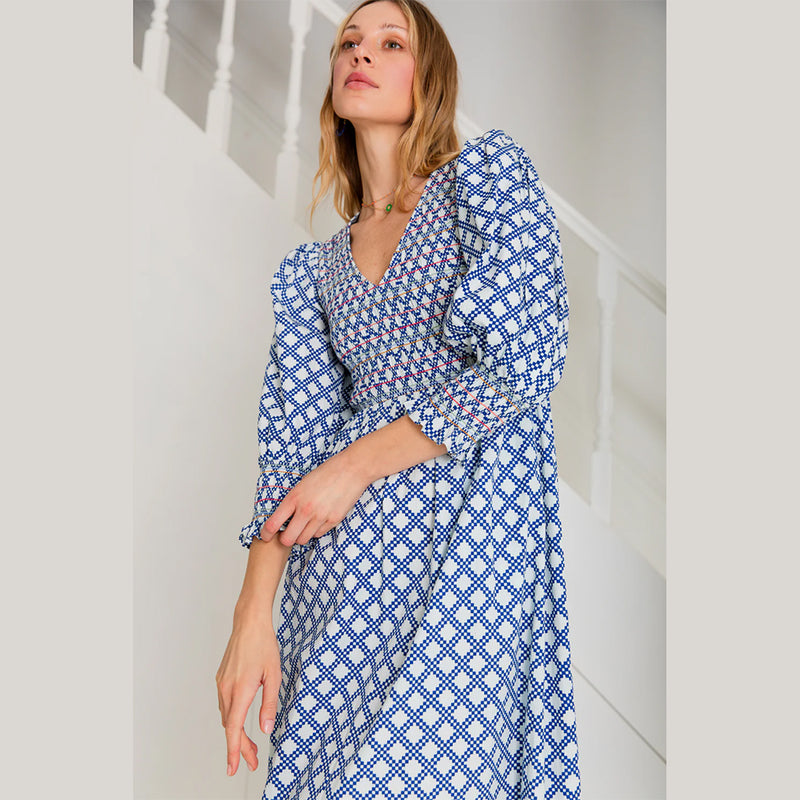 bonte long blue dress