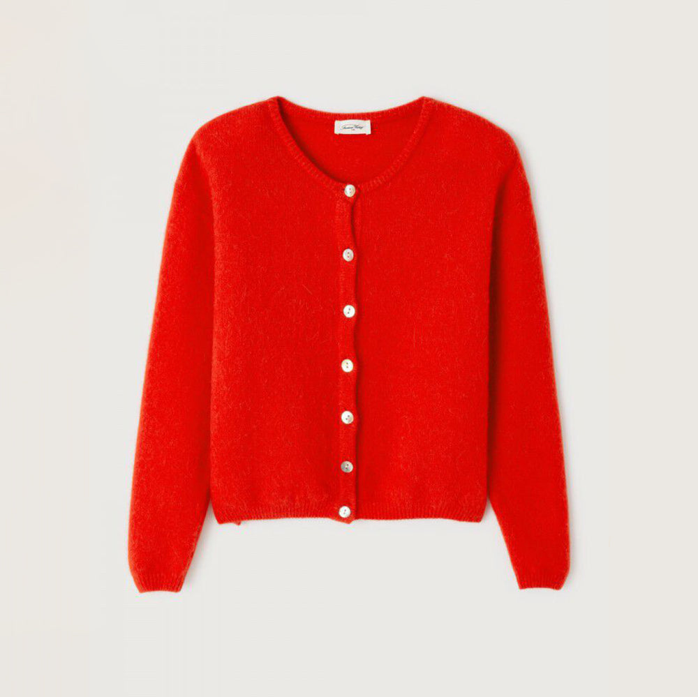 american vintage red vitow cardigan
