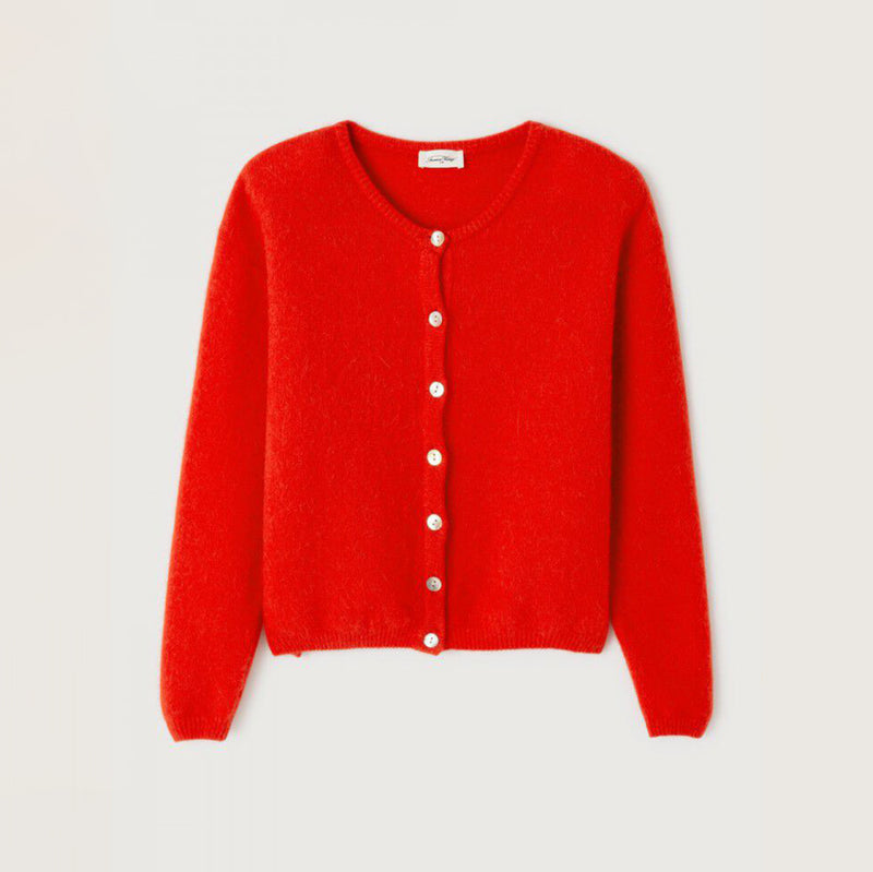 american vintage red vitow cardigan