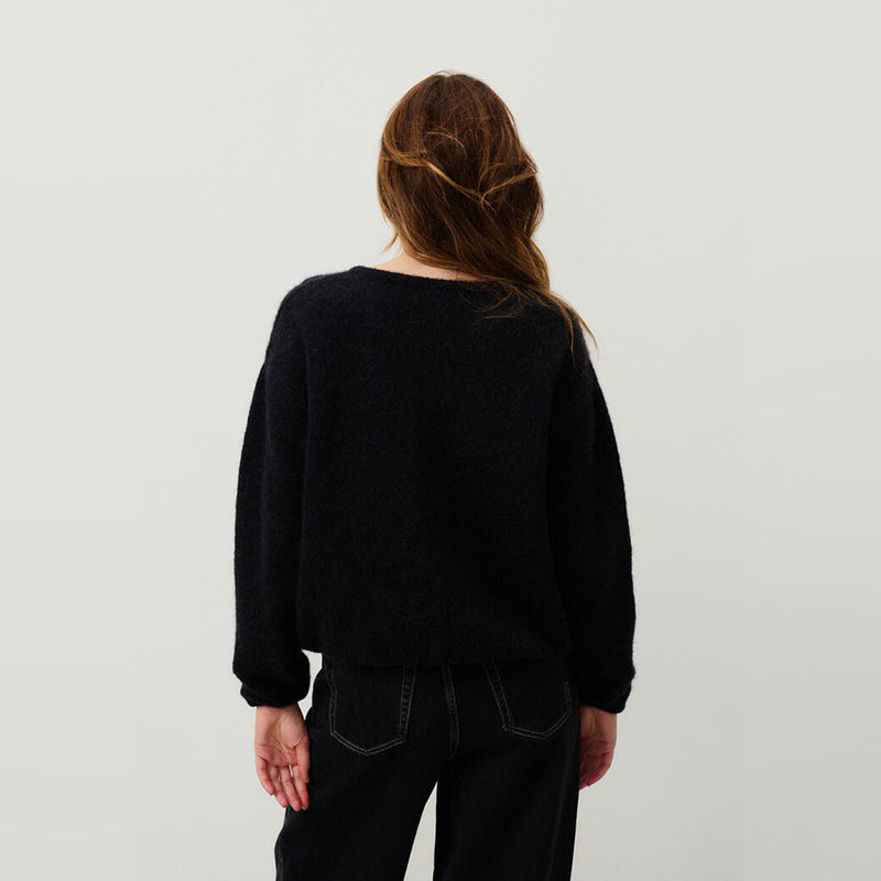 american vintage black cardigan back