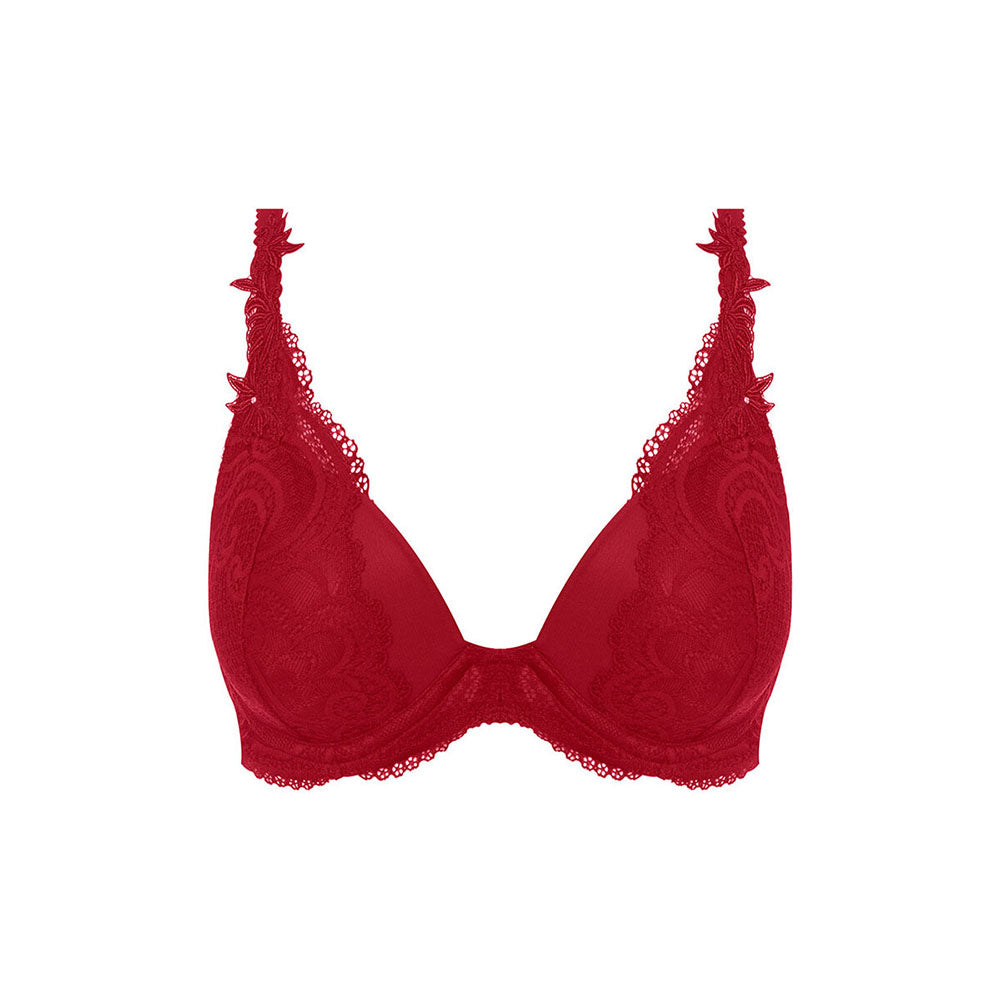 WACOAL Lace and stretch-jersey underwired balconette bra