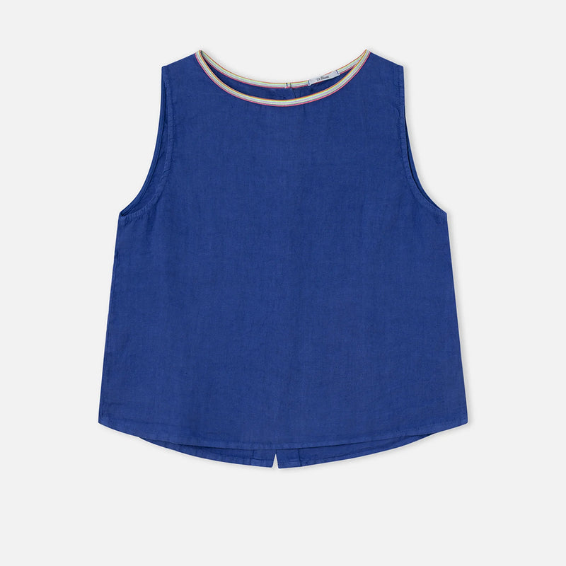 dr bloom blue linen top