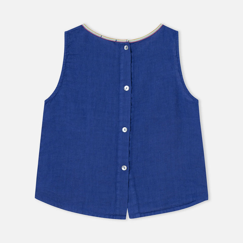 dr bloom blue linen top
