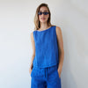 dr bloom blue linen top