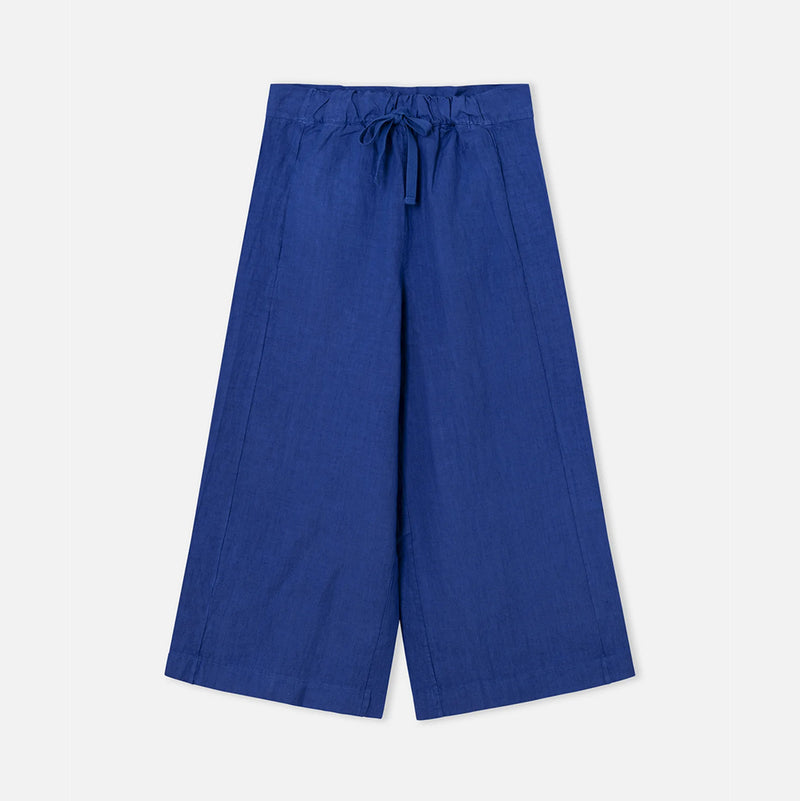 dr bloom blue linen trousers