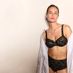 marie jo black lace bra and deep brief
