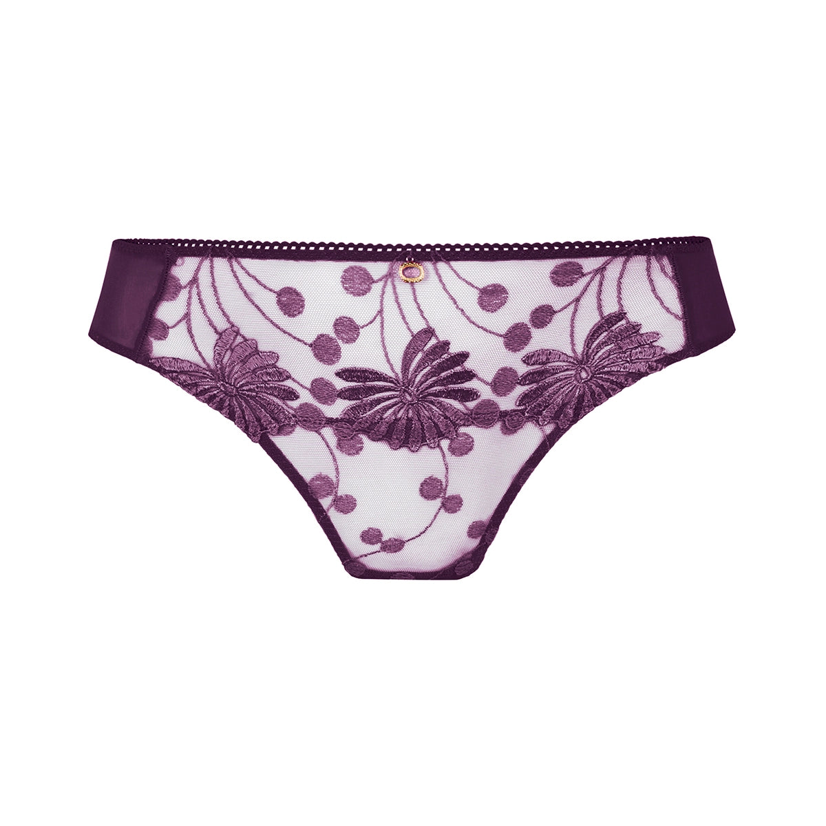 Navy lace underwear on a white background